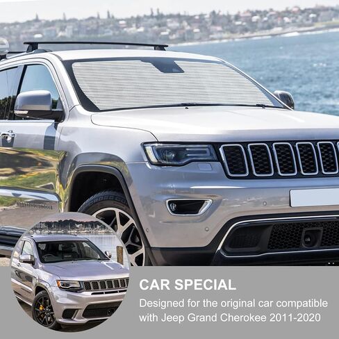 Jimen Compatible with Jeep Grand Cherokee 2011-2020, Windshield Sun Shade Window Visor Sunscreen in Saudi Arabia