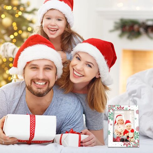 تحية حفلة عيد الميلاد إطار الصورة 4x6 عيد الميلاد السيراميك إطار الصورة زينة عطلة عيد الميلاد هدايا عيد الميلاد عموديًا أو أفقيًا مناسبة للاستخدام المكتبي (ندفة الثلج) in Saudi Arabia