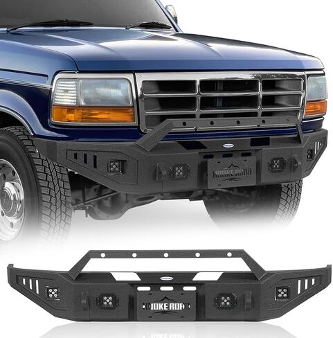 Hooke Road F150 Front Bumper for 1992-1996 Ford F150 F250 F350 & Ford Bronco, Heavy Duty Steel Bumper with Winch Plate, Bull Bar Guard, D-ring Mounts in Saudi Arabia