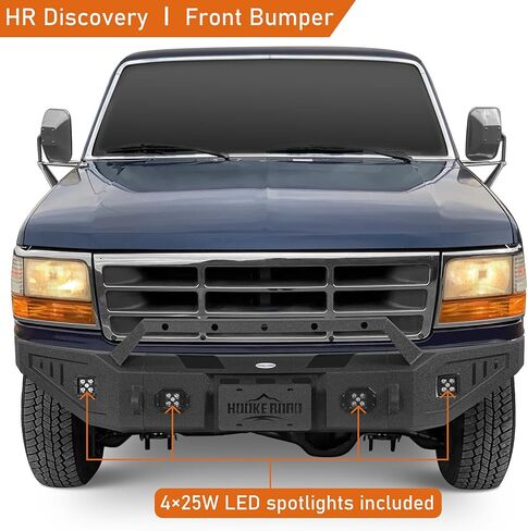 Hooke Road F150 Front Bumper for 1992-1996 Ford F150 F250 F350 & Ford Bronco, Heavy Duty Steel Bumper with Winch Plate, Bull Bar Guard, D-ring Mounts in Saudi Arabia
