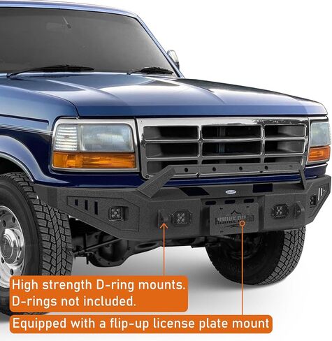 Hooke Road F150 Front Bumper for 1992-1996 Ford F150 F250 F350 & Ford Bronco, Heavy Duty Steel Bumper with Winch Plate, Bull Bar Guard, D-ring Mounts in Saudi Arabia