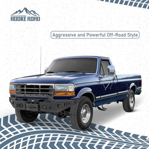 Hooke Road F150 Front Bumper for 1992-1996 Ford F150 F250 F350 & Ford Bronco, Heavy Duty Steel Bumper with Winch Plate, Bull Bar Guard, D-ring Mounts in Saudi Arabia