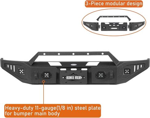 Hooke Road F150 Front Bumper for 1992-1996 Ford F150 F250 F350 & Ford Bronco, Heavy Duty Steel Bumper with Winch Plate, Bull Bar Guard, D-ring Mounts in Saudi Arabia