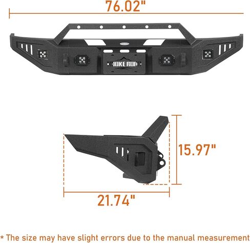 Hooke Road F150 Front Bumper for 1992-1996 Ford F150 F250 F350 & Ford Bronco, Heavy Duty Steel Bumper with Winch Plate, Bull Bar Guard, D-ring Mounts in Saudi Arabia