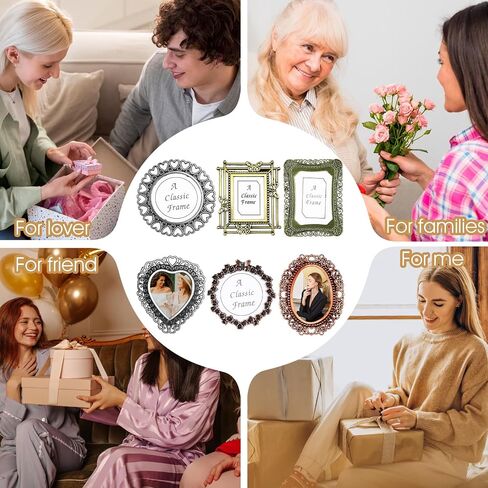 إطارات صغيرة من TIESOME 6 قطع، إطارات صور صغيرة عتيقة مقاس 1.57-2.44 بوصة متنوعة من خليط معدني عتيق لعرض الحائط على سطح الطاولة هدايا DIY in Saudi Arabia