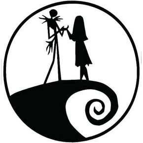 ملصق من الفينيل باللون الأسود لـ Jack and Sally Nightmare Before Christmas|الكمبيوتر المحمول لجدران السيارات والشاحنات والشاحنات| أسود |5.5 × 5.5 in Kuwait