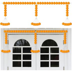 Giegxin 1 Pcs Marigold Garland for Diwali Decoration 4.92 feet Long Strand Artificial Marigold Flowers for Diwali Pooja Indian Home Wedding Dia De Los Muertos Day of The Dead (Orange Yellow) in Kuwait