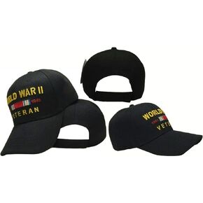 Trade Winds Embroidered Black World War 2 II Veteran with Dates Military Baseball Cap Hat in Saudi Arabia