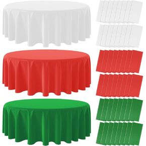 12 Pack Christmas Round Disposable Tablecloth, Red White Green Circle Plastic Tablecloth Bulk, Italy Theme Table Covers for Christmas Family Gathering Dining Banquet Italian Party Decoration,84inch in Saudi Arabia