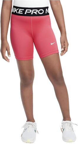 Nike Pro Big Kids' (Girls') Dri-FIT 5" Shorts (Aster Pink/White, FB1081-629) Size X-Small in Saudi Arabia