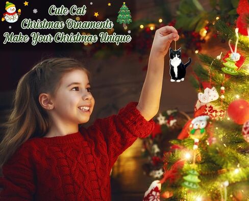 حلية عيد الميلاد للقطط توكسيدو - حلي قطط واقعية ثنائية الأبعاد لتزيين شجرة عيد الميلاد - هدايا زينة للقطط النابضة بالحياة من الأكريليك لمحبي القطط من النساء والرجال تذكار تذكاري للحيوانات الأليفة in Kuwait