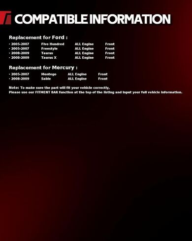 مجموعة محور تحمل العجلات الأمامية Torchbeam 513223 تناسب Ford Five Hundred 2005-2007، Ford Freestyle 2005-2007، Ford Taurus 2008-2009، Mercury Montego 2005-2007، Ford Taurus X 08-09، قطعتان و5 عروات in Saudi Arabia