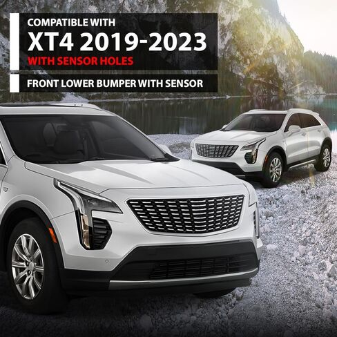 غطاء مصد G-PLUS أمامي سفلي متوافق مع سيارة كاديلاك XT4 2019-2023 مع فتحات استشعار باللون الأسود in Saudi Arabia