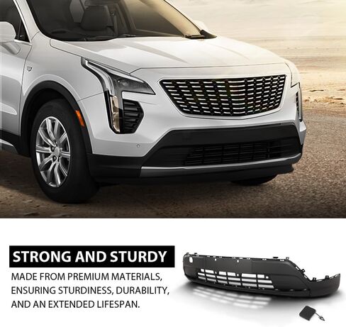 غطاء مصد G-PLUS أمامي سفلي متوافق مع سيارة كاديلاك XT4 2019-2023 مع فتحات استشعار باللون الأسود in Saudi Arabia