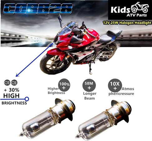 (Set of 2) 12V 25W Halogen Headlight Head Light Bulb for Scooter Moped ATV Quad Go Kart Motorcycle 4 Wheeler Dune Buggy Sandrail Taotao Sunl Coolster Roketa Jonway in Saudi Arabia