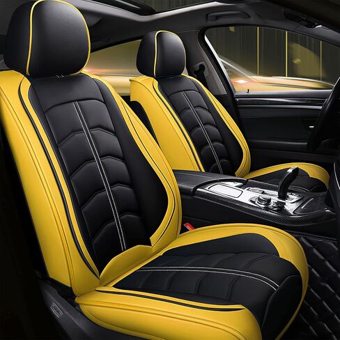 Car Seat Cover for Mini Cooper 2002-2012, Durable Wear Resistant Waterproof Seat Covers, Breathable No Odor Premium Leather Vehicle Interior Accessories.(Standard 5 Seats,Black Red) in Kuwait