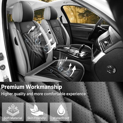 Seat Covers for Mitsubishi Mirage 2014-2024, Premium Leather Car Seat Protector, Waterproof, Airbag-Compatible & Durable Auto Interior Protection(5 Seats, Black&Gray, Standard) in Saudi Arabia
