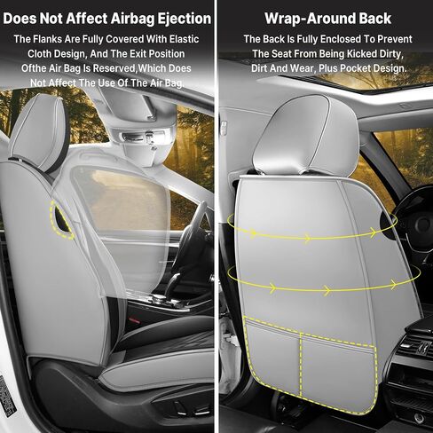 Seat Covers for Mitsubishi Mirage 2014-2024, Premium Leather Car Seat Protector, Waterproof, Airbag-Compatible & Durable Auto Interior Protection(5 Seats, Black&Gray, Standard) in Saudi Arabia