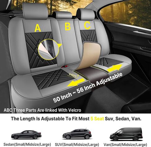 Seat Covers for Mitsubishi Mirage 2014-2024, Premium Leather Car Seat Protector, Waterproof, Airbag-Compatible & Durable Auto Interior Protection(5 Seats, Black&Gray, Standard) in Saudi Arabia