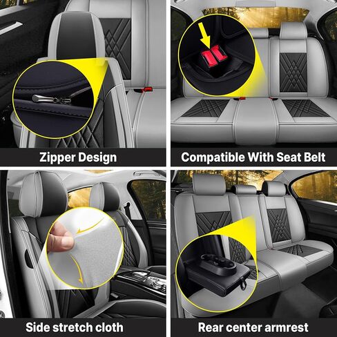 Seat Covers for Mitsubishi Mirage 2014-2024, Premium Leather Car Seat Protector, Waterproof, Airbag-Compatible & Durable Auto Interior Protection(5 Seats, Black&Gray, Standard) in Saudi Arabia