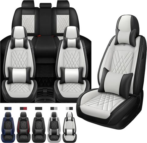 Seat Covers for Mitsubishi Mirage 2014-2024, Premium Leather Car Seat Protector, Waterproof, Airbag-Compatible & Durable Auto Interior Protection(5 Seats, Black&Gray, Standard) in Saudi Arabia