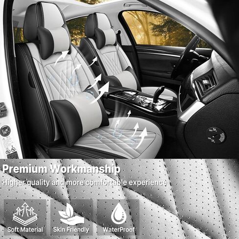 Seat Covers for Mitsubishi Mirage 2014-2024, Premium Leather Car Seat Protector, Waterproof, Airbag-Compatible & Durable Auto Interior Protection(5 Seats, Black&Gray, Standard) in Saudi Arabia