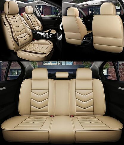 Car Seat Covers Full Set for VW Tiguan 2009-2024 Leather Seat Covers, Waterproof Non-Slip Breathable and Wear Seat Cover, Car Seat Protector Adapted Airbags（Standard, Black） in Saudi Arabia