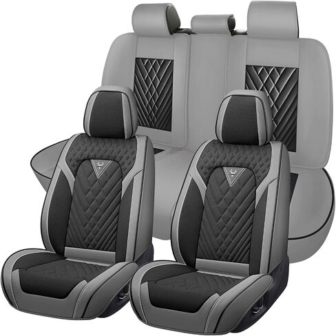 Car Seat Covers for Subaru Forester 2000-2025, Waterproof Nappa Leather Full Set Seat Cover, Anti-Slip and Comfortable Automotive Seat Protector&Accessories(Gray Black) in Saudi Arabia