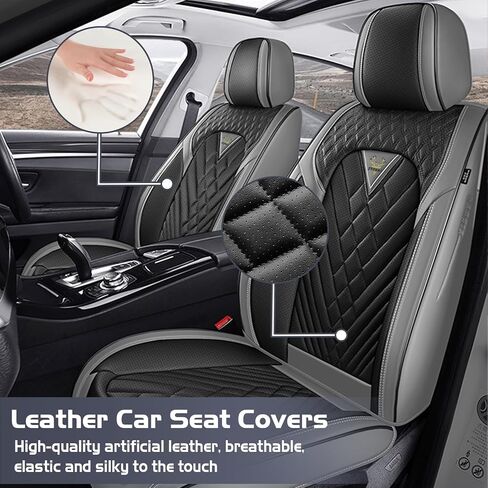 Car Seat Covers for Subaru Forester 2000-2025, Waterproof Nappa Leather Full Set Seat Cover, Anti-Slip and Comfortable Automotive Seat Protector&Accessories(Gray Black) in Saudi Arabia