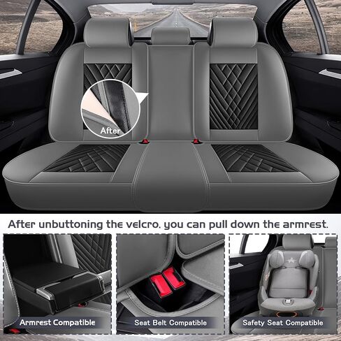 Car Seat Covers for Subaru Forester 2000-2025, Waterproof Nappa Leather Full Set Seat Cover, Anti-Slip and Comfortable Automotive Seat Protector&Accessories(Gray Black) in Saudi Arabia