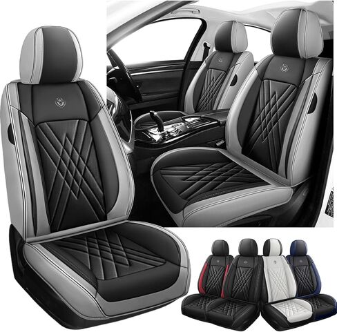Car Seat Covers Fit for Jeep Liberty 2002-2012, 3D Waist Support & Premium Nappa Leather, Waterproof, Scratch-Resistant(Black Gray, Full Set) in Saudi Arabia
