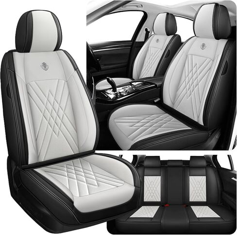 Car Seat Covers Fit for Jeep Liberty 2002-2012, 3D Waist Support & Premium Nappa Leather, Waterproof, Scratch-Resistant(Black Gray, Full Set) in Saudi Arabia