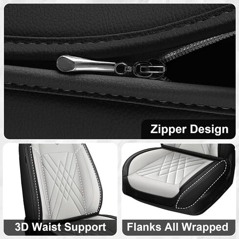 Car Seat Covers Fit for Jeep Liberty 2002-2012, 3D Waist Support & Premium Nappa Leather, Waterproof, Scratch-Resistant(Black Gray, Full Set) in Saudi Arabia