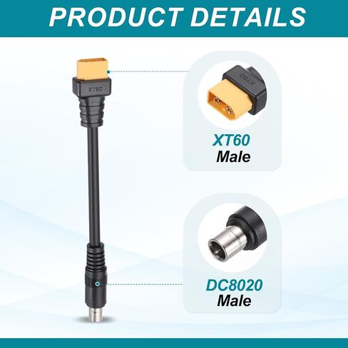 MECCANIXITY XT60 to DC8020 Adapter Cable, 20A XT60 Female to DC8020 Female Connector Cable for Portable Power Station, Solar Panel, Solar Generator in Saudi Arabia