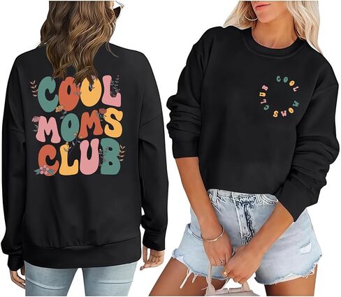 Mama Sweatshirt for Women Mom Auntie Sweatshirts Cool Grandma Club Graphic Gift Tees Pullover Long Sleeve Tops in Kuwait