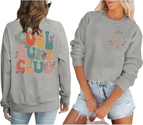 Mama Sweatshirt for Women Mom Auntie Sweatshirts Cool Grandma Club Graphic Gift Tees Pullover Long Sleeve Tops in Kuwait