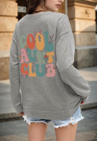 Mama Sweatshirt for Women Mom Auntie Sweatshirts Cool Grandma Club Graphic Gift Tees Pullover Long Sleeve Tops in Kuwait