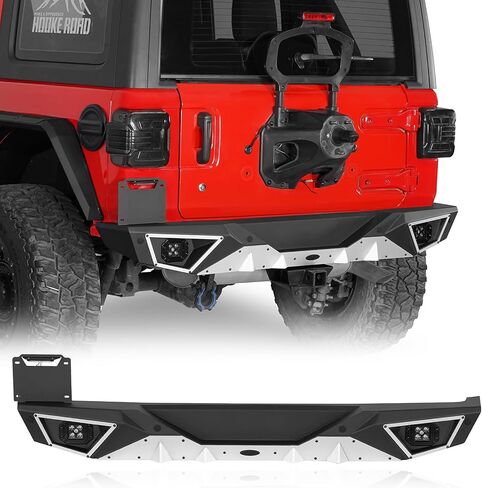 Hooke Road JL Aluminum Rear Bumper for 2018-2025 Jeep Wrangler JL & Unlimited 2/4 Doors, Rock Crawler Back Bumper w/D-ring & Hitch Receiver in Saudi Arabia