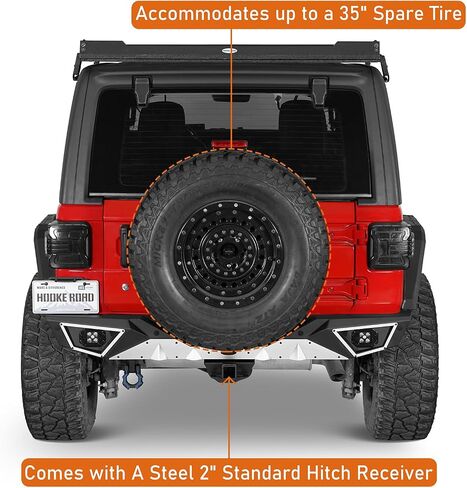 Hooke Road JL Aluminum Rear Bumper for 2018-2025 Jeep Wrangler JL & Unlimited 2/4 Doors, Rock Crawler Back Bumper w/D-ring & Hitch Receiver in Saudi Arabia
