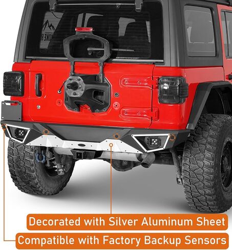 Hooke Road JL Aluminum Rear Bumper for 2018-2025 Jeep Wrangler JL & Unlimited 2/4 Doors, Rock Crawler Back Bumper w/D-ring & Hitch Receiver in Saudi Arabia