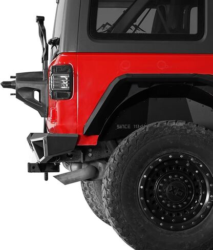 Hooke Road JL Aluminum Rear Bumper for 2018-2025 Jeep Wrangler JL & Unlimited 2/4 Doors, Rock Crawler Back Bumper w/D-ring & Hitch Receiver in Saudi Arabia