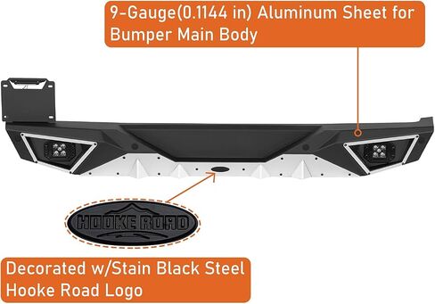 Hooke Road JL Aluminum Rear Bumper for 2018-2025 Jeep Wrangler JL & Unlimited 2/4 Doors, Rock Crawler Back Bumper w/D-ring & Hitch Receiver in Saudi Arabia