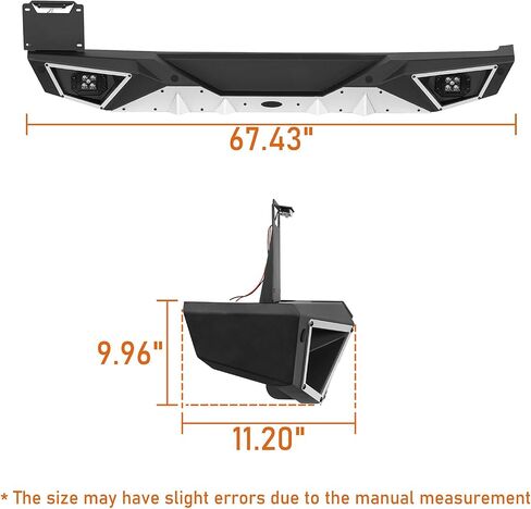 Hooke Road JL Aluminum Rear Bumper for 2018-2025 Jeep Wrangler JL & Unlimited 2/4 Doors, Rock Crawler Back Bumper w/D-ring & Hitch Receiver in Saudi Arabia