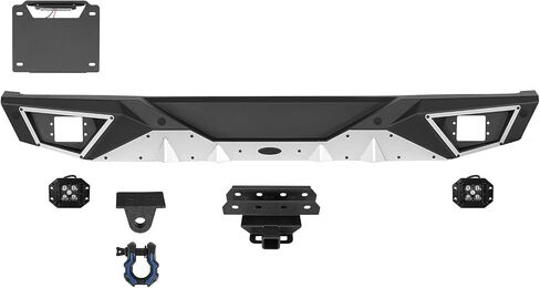 Hooke Road JL Aluminum Rear Bumper for 2018-2025 Jeep Wrangler JL & Unlimited 2/4 Doors, Rock Crawler Back Bumper w/D-ring & Hitch Receiver in Saudi Arabia