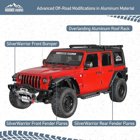 Hooke Road JL Aluminum Rear Bumper for 2018-2025 Jeep Wrangler JL & Unlimited 2/4 Doors, Rock Crawler Back Bumper w/D-ring & Hitch Receiver in Saudi Arabia