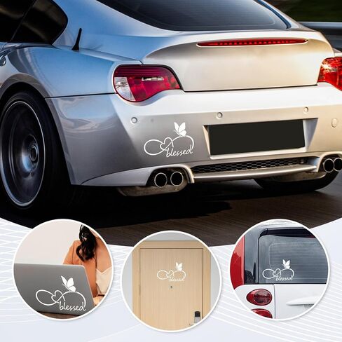 ملصق على شكل قلب إنفينيتي من الفراشة المباركة - ملصق فينيل مقاوم للماء مقاس 8.6 بوصة × 5.8 بوصة للسيارة والشاحنة والنوافذ والمصدات والكمبيوتر المحمول والجدار (أبيض) in Kuwait