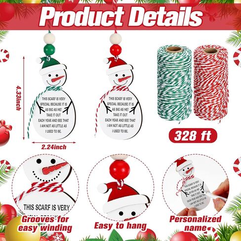 24 Pcs Height Ribbon Ornament Christmas Child Kids 2024 Personalized Growth Measurement Keepsake Ornament Wooden Hanging Christmas Tree Keepsake Classroom Gifts Bulk Xmas Stocking Stuffers in Kuwait