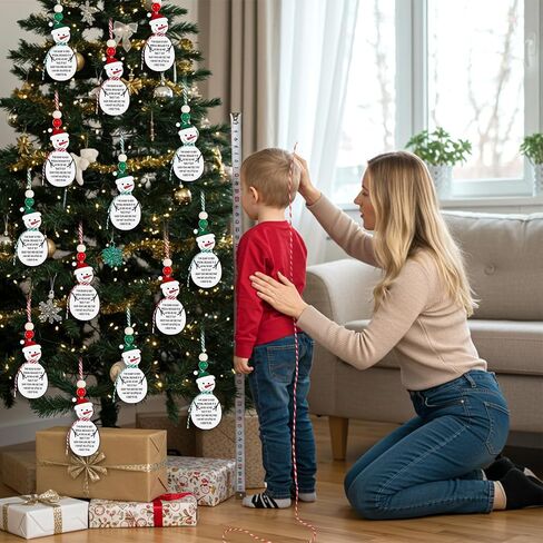 24 Pcs Height Ribbon Ornament Christmas Child Kids 2024 Personalized Growth Measurement Keepsake Ornament Wooden Hanging Christmas Tree Keepsake Classroom Gifts Bulk Xmas Stocking Stuffers in Kuwait