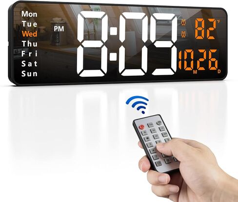 16" Digital Wall Clock with Remote Control, Large Digital Clock with Date, Week, Temperature, Alarm, Timer, Electric Wall Clock for Living Room, Bedroom, Decor, Gift for Elderly in Saudi Arabia