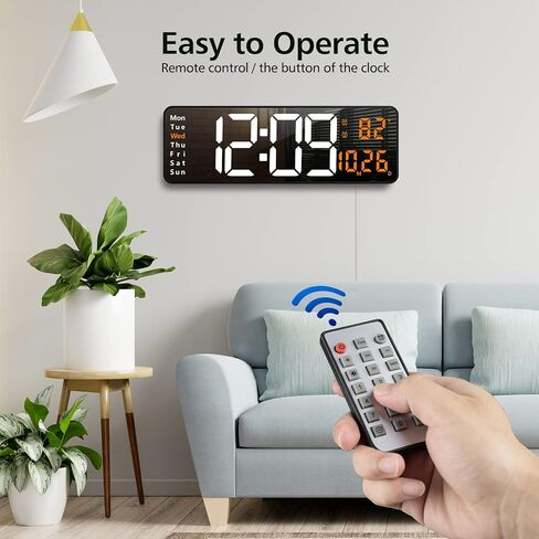 16" Digital Wall Clock with Remote Control, Large Digital Clock with Date, Week, Temperature, Alarm, Timer, Electric Wall Clock for Living Room, Bedroom, Decor, Gift for Elderly in Saudi Arabia